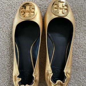 Tory Burch gold ballet flat size 8